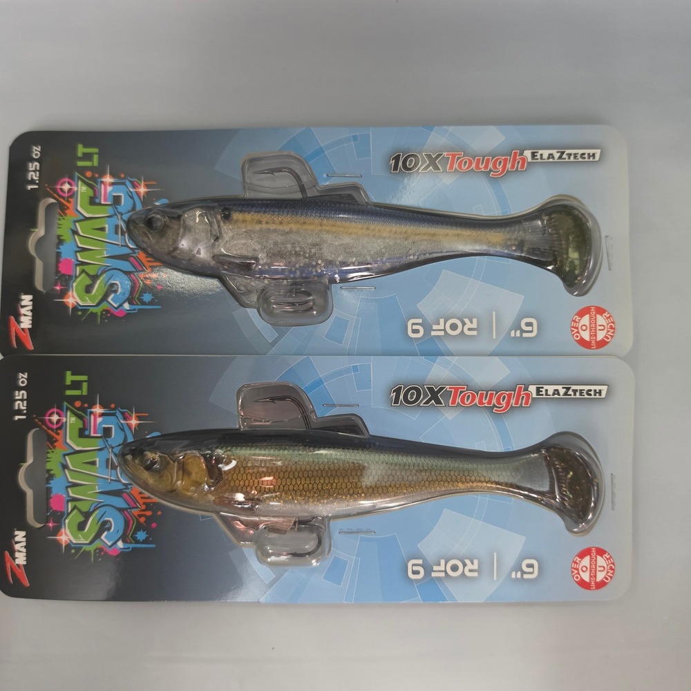 Z-Man Swag LT Swimbait 6in 1.25oz Threadfin Shad Golden Shiner ROF 9 Bundle 2pk